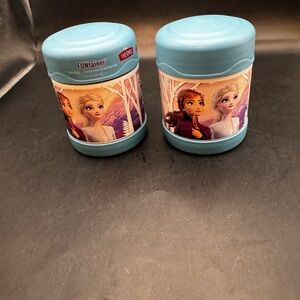 DISNEY Two Frozen Thermos Funtainer Stainless Steel Hot/Cold 10oz Teal Food Jar